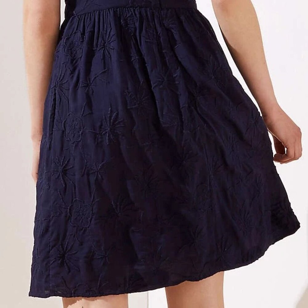 LOFT Navy Blue Dress (6) - Picture 4 of 5